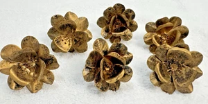 Juego de 6 anillos de flores de metal de colección color bronce detalles pintados a mano - Imagen 1 de 3