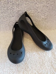 CROCS Black Ballet Flats Sz8 Slip On Slingback Sandals Womens Shoes - Picture 1 of 9