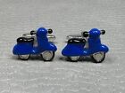 Contemporary Vespa Scooter Blue Enamel White Gold Plated Cuff Links