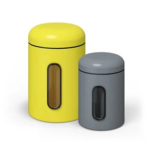 Juego de 3 latas de almacenamiento tapa ventana de visualización lata lata de metal recipiente de almacenamiento stock - Imagen 1 de 17