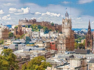 Mosaic Ceramic Panel of Edinburgh Scotland Backsplash Tile Mural Wall Art - Image 1 of 4