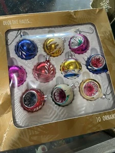 Dozen Vintage Glass Christmas Ornaments 1.25”Pink, Gold, Green - Picture 1 of 4