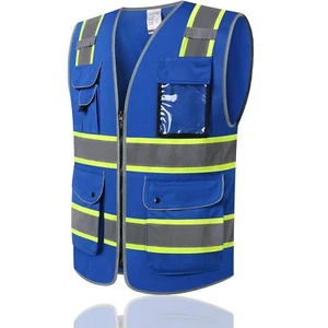 Reflective Safety Vest For Men Women With 9 Pockets And Zipper Front High Visibi - Picture 1 of 7