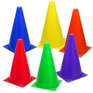 6 Assorted Color 9" Cones Train Like a Champion Soccer Football Agility Traffic - Picture 1 of 1
