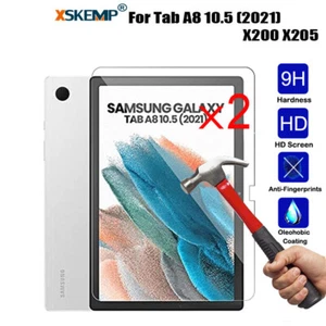 2Pcs Tempered Glass Screen Protector Samsung Tab A8 10.5 X200/X205 Anti Shatter - Picture 1 of 14