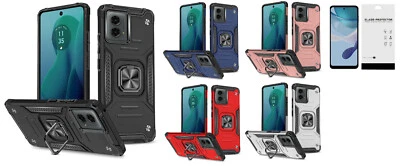 Funda robusta con soporte para Motorola Moto G 5G 2024 XT2417D + Vidrio templado Foto 1 de 4