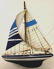 Vintage 1960s Model Wooden Yacht / Sailboat 24" - Fast Shipping!