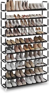 Large Shoe Rack Organizer Storage Pairs Shoes Shelves Space 10 Tier 50 Pairs BK - Picture 1 of 12