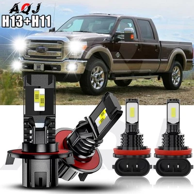 For Ford F-250 Super Duty 2005-2013 LED Headlights + Fog Lights Bulbs Combo Foto 1 de 4