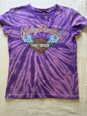 Camiseta vintage Y2K Harley Davidson niñas púrpura manga corta tie dye Foto 1 de 4