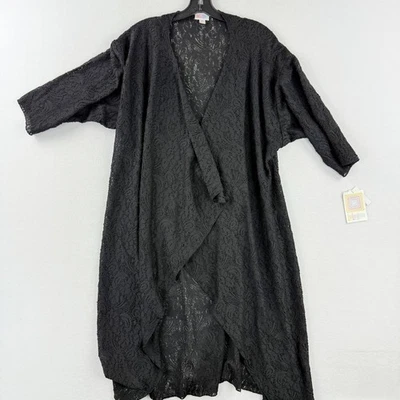LuLaRoe Kimono Cover Up Size M Black Lace Open Front Cardigan Goth Whimsy - Image 1 of 4