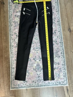 Zara Stretch 4 Zipper New Never Worn Black Stretch Skinny Pants Size Small - Image 1 of 4