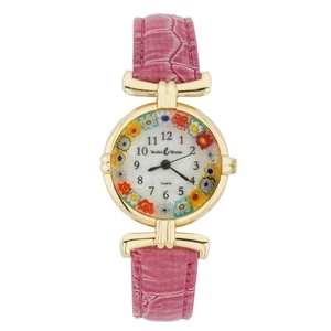 Reloj Millefiori Cristal de Murano Cristal Redondo Multicolor Tono Dorado - 1" Fa - Imagen 1 de 5