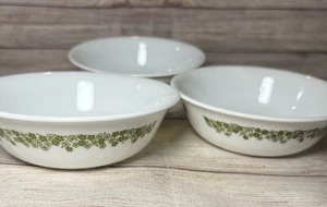 Corelle Spring Blossom Crazy Daisy Green Flower 6.25" Cereal Bowl Lot Of 3 - Picture 1 of 6