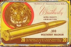 WEATHERBY KUGEL METALL BLECHSCHILD BARSCHILD .300 KUGEL GARAGE SCHEUNE KUNST - TIGER - Bild 1 von 1
