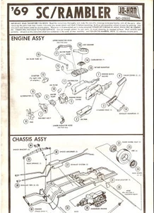JO-HAN Model Car Kit Instructions 1969 AMC S/C Rambler GC-2500 ORIGINAL Vintage - Picture 1 of 2
