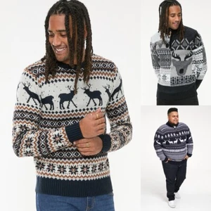 Suéteres de Navidad de punto nórdico con cremallera 1/4 para hombre Duke D555 Navidad Reno S-6XL - Imagen 1 de 32