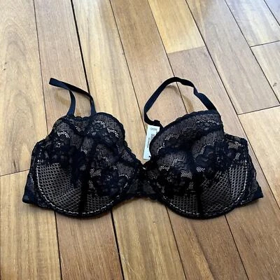 NWT Adore Me Black Lace Lightly Padded Demi Bra Size 36DD - Image 1 of 4