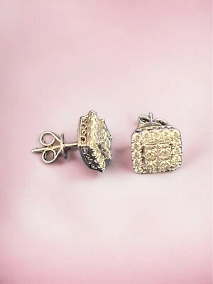 Princess Cut And Round 1.50ctw VS2 Clarity, G Color Diamond 14kt White Gold Stud - Image 1 of 4