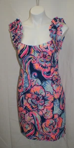 Lilly Pulitzer Devina Stretch Dress Mini Multicolor Ruffles #30422 Size 4 - Picture 1 of 7