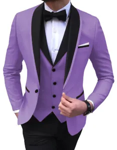 Mens 3 Piece Suit Groom Bestman Prom Party Tuxedos Blazer+vest+Pants 42r 44r 46r - Picture 1 of 33