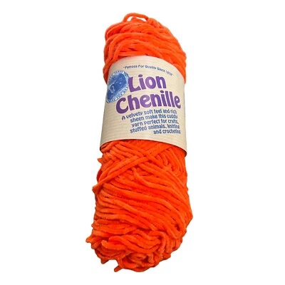 Lion Chenille Velvety Yarn - 133 Orange - 87 Yards - Image 1 of 4