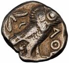 Attica Athens Owl, Tetradrachm Thick Silver Coin 393-294 BC, Greek Athena NGC VF