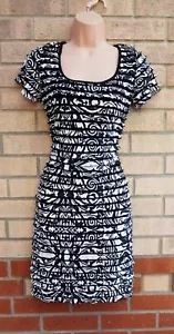 RONNI NICOLE WHITE BLACK RUFFLE FRILL SHORT SLEEVE BODYCON PARTY DRESS 12 M - Picture 1 of 6