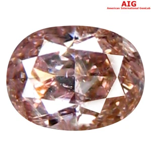 0.14 Ct AIG Certified Natural Diamond Fancy Brown Pink Oval Cut I1 (4 X 2 MM) - Picture 1 of 3