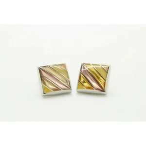 Thomas PInk vintage square pink, yellow enamel cuff links made in England. BNWOT - Picture 1 of 4