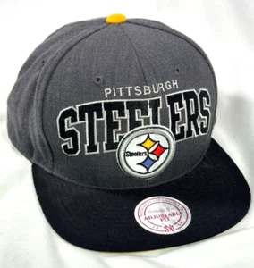 Pittsburgh Steelers Hat Cap Flat Snapback Gray Mitchell Ness Collection Football - Picture 1 of 19
