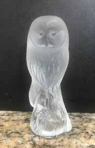 ELEGANTE MATTIERTE & KLARE GLAS EULE FIGUR NYBRO SCHWEDEN 7" GROSS TOP.D - Bild 1 von 7