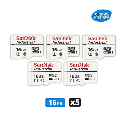 Sandisk 16GB Industrial MicroSDHC Memory Cards Bulk Wholesale Class 10 UHS-I x5 - Image 1 of 2