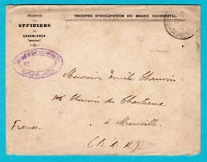FRENCH MOROCCO cover from occupation troops 1912 Casablanca to Marseille, France - Picture 1 of 2