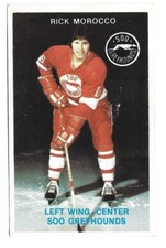 RICK MOROCCO 1980 SAULT STE.MARIE SSO GREYHOUNDS POLICE HOCKEY CARD # 20