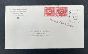 US Postal History#J81 ASME Advertising c1961 NY NY Blotter TYPED Postage Due - Picture 1 of 3