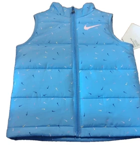 NEW Nike Vest   Puffer Full Zip Swoosh   GIRLS  Size 4 Blue Multi NWT - Picture 1 of 4