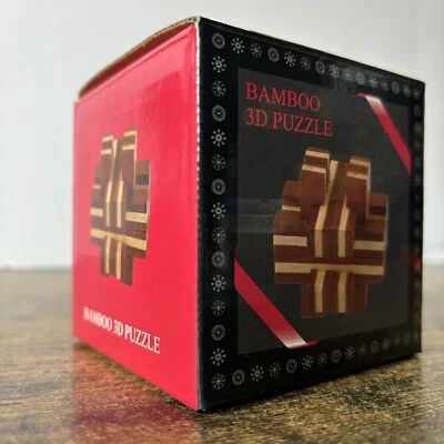Vintage Bamboo 3D 3-dimensional Puzzle From Bed Bath & Beyond 3”x3”x3” Cubed - Image 1 of 4