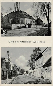 Altzedlisch Sudetengau   Alleinverkauf Gemischt und Eisenwaren  AK gelaufen 1936 - Bild 1 von 2