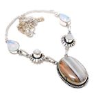 Banded Agate, Opal Gemstone 925 Sterling Silver Jewelry Necklace 18" J877