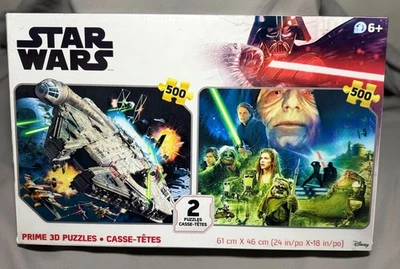 2 Pack Star Wars Puzzle 500pc each Prime 3D Lenticular Millennium Falcom 24"x18" - Image 1 of 4