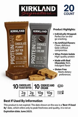 Kirkland Signature Protein Bar Variety Pack Chocolate & Cream 20 Ct - Image 1 of 4