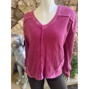 Sundance Henley rosa Waffel Strick Langarmshirt Damengröße X-Small XS - Bild 1 von 6