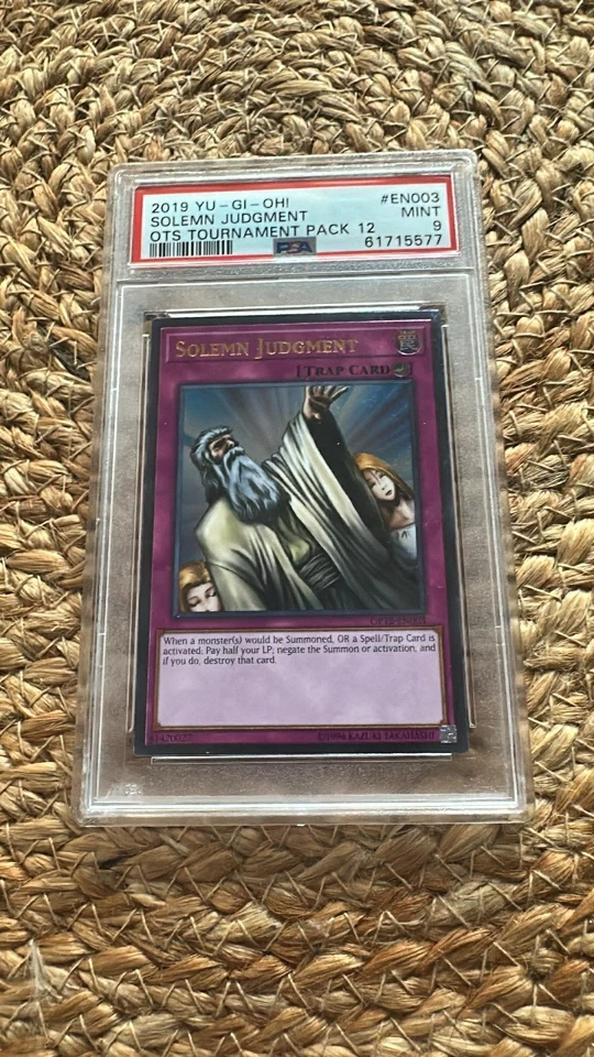 PSA 9 YU-GI-OH SOLEMN JUDGMENT ULTIMATE RARE HOLO OP12-EN003 - Image 1 of 2