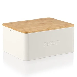 Beautiful Bread Box With Wooden Lid For Your Kitchen Countertop - Spacious Co... - Picture 1 of 9