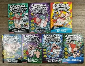 Captain Underpants By Dav Pilkey Lot Of 7 Paperback Books Kids # 2 3 4 5 6 7 8 - Picture 1 of 13
