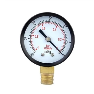 Manometro Aspirazione Manometro 1/4" NPT Doppia Scala -30HG/0PSI 2" Quadrante Display A - Foto 1 di 7