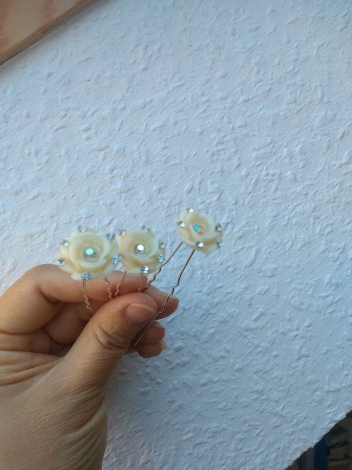 Neu 3 hell Gelb Rose Haarschmuck Braut Schmuck Strass Hochzeit oder Party - Bild 1 von 4