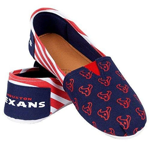 NFL Houston Texans Women's Canvas Stripe Shoes, Medium (7-8), Blue Cover