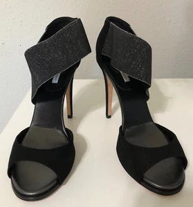 Diane von Furstenberg DVF Black Suede Heels 10B Made in Italy | Sexy Designer St - Picture 1 of 13